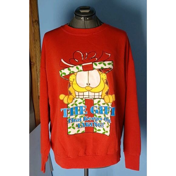Vintage Garfield Paws Size XL Sweater The Gift That Keeps On Taking Holiday USA - Picture 1 of 15